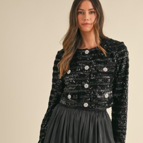Black Sequin Jacket - Size L - Picture 1 of 1
